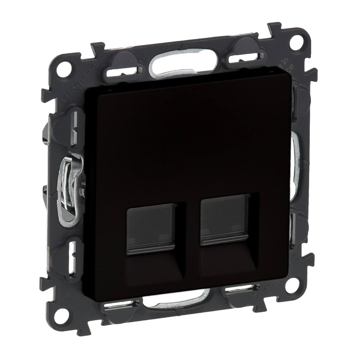 Legrand Valena LIFE Black. Информационная розетка двойная RJ45 Кат.5е UTP. С лицевой панелью. Антрацит.
