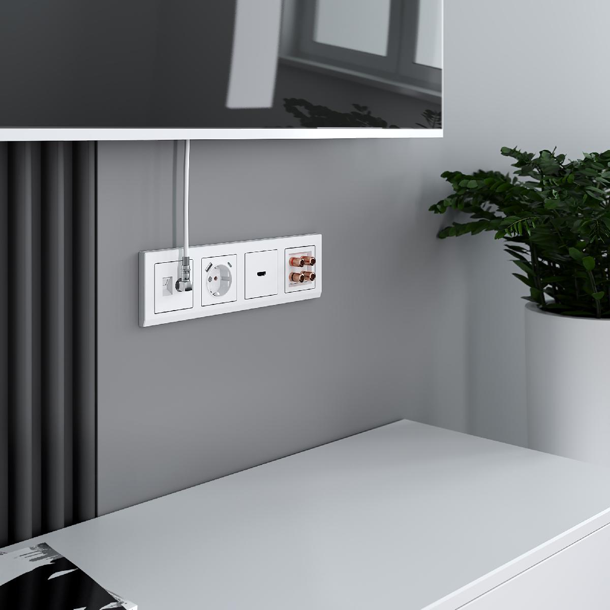 Розетка с заземлением, шторками и USB тип A+C (белый) W1171701