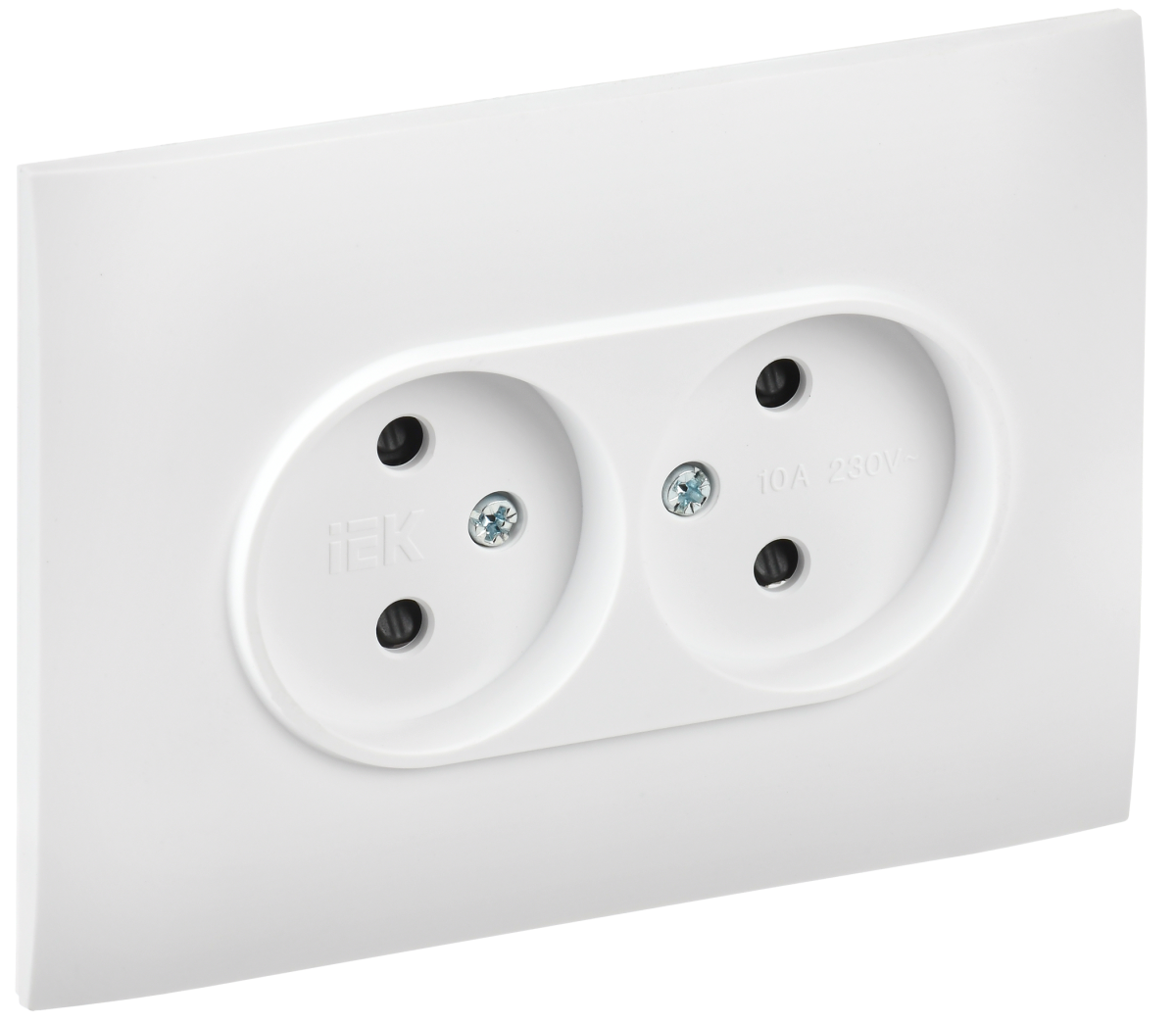 SKANDY Розетка 2-местная без заземления с защитными шторками 10А в сборе SK-R09W арктический белый IEK