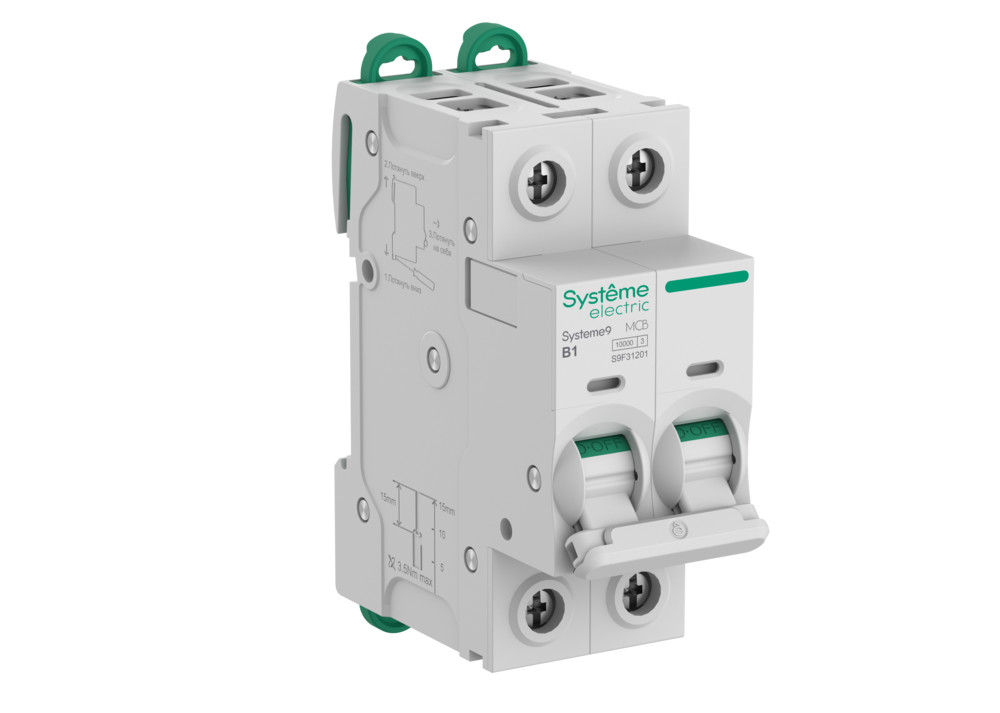 Systeme Electric Systeme9 Автоматический выключатель (АВ) B 1A 2P 10kA 400В