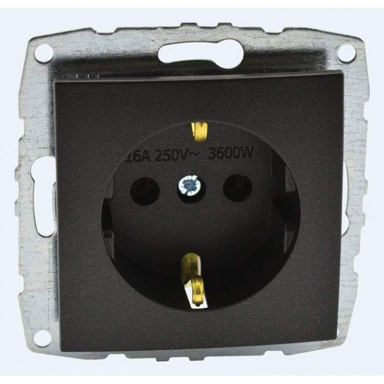 Розетка с заземлением механизм графит Mono Electric Despina/ Larissa 500-002021-117