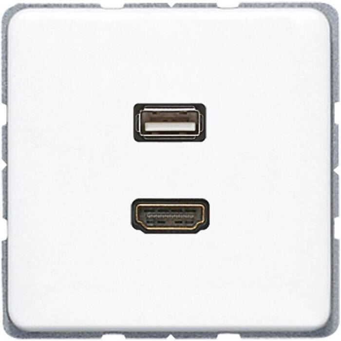 Розетка HDMI+USB Jung CD 500, скрытый монтаж, белый, MACD1163WW