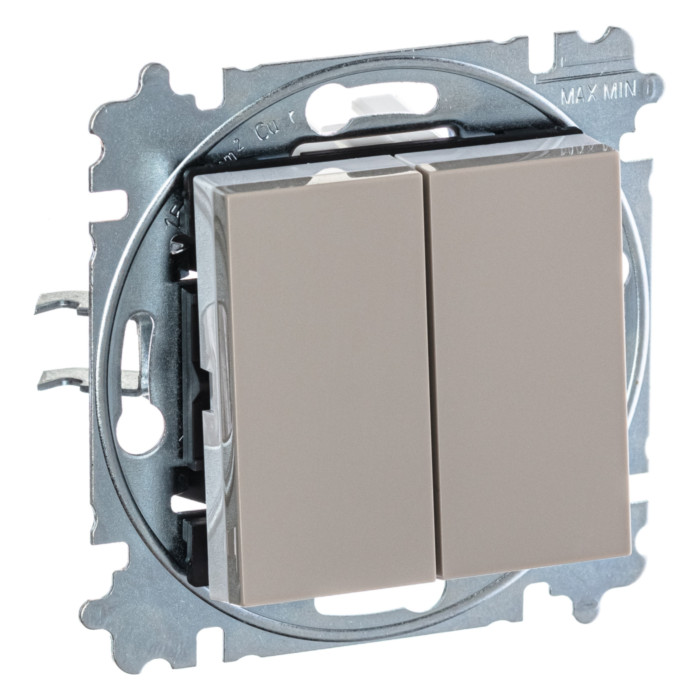 Выключатель двухклавишный ABB LEVIT, кофе макиато // белый, 2CHH590545A6018