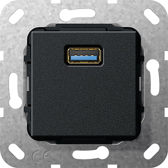 Инвертирующий адаптер USB Gira SYSTEM 55, скрытый монтаж, черный, 568210