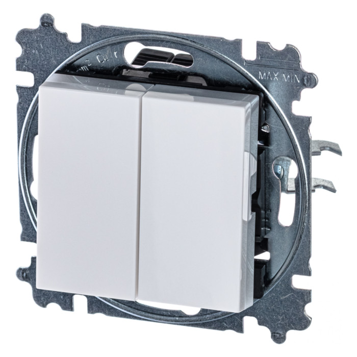 Выключатель двухклавишный ABB LEVIT, белый // ледяной, 2CHH595245A6001