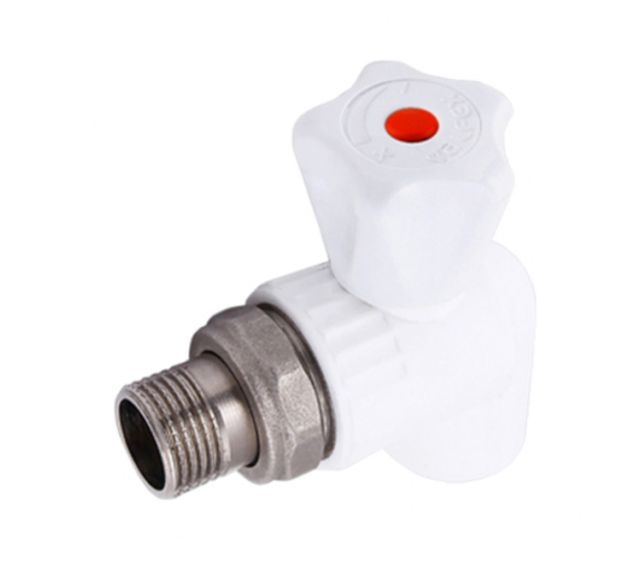 Кран для радиатора угловой 20 х 1/2 полипропиленовый PPR белый