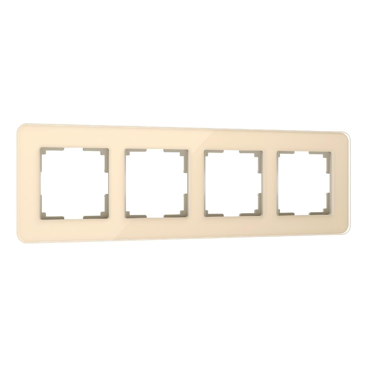 Рамка из стекла на 4 поста Elite айвори W0042443