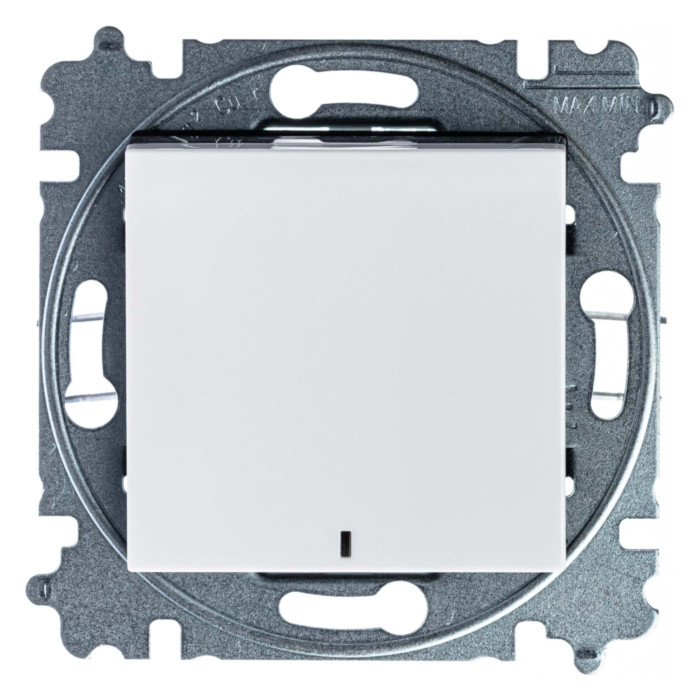 Выключатель одноклавишный ABB LEVIT с подсветкой, белый // дымчатый черный, 2CHH590646A6062