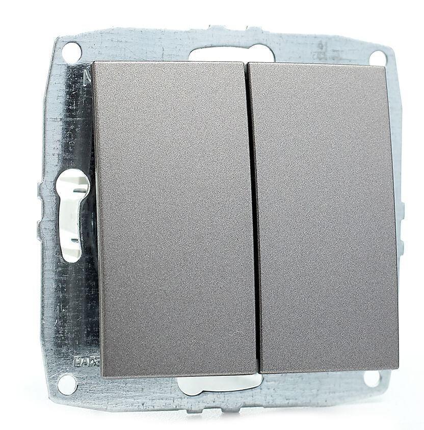 Выключатель двухклавишный Mono Electric Despina/ Larissa антрацит 500-002425-102