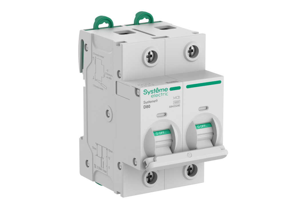 Systeme Electric Systeme9 Автоматический выключатель (АВ) 27мм D 80A 2P 10 kA 400В