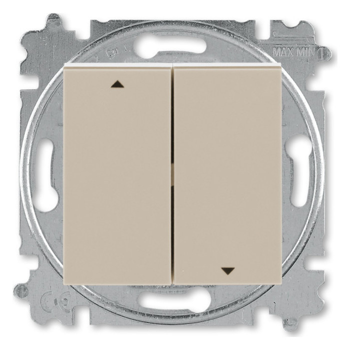 Выключатель для жалюзи двухклавишный ABB LEVIT, механический, кофе макиато // белый, 2CHH598945A6018