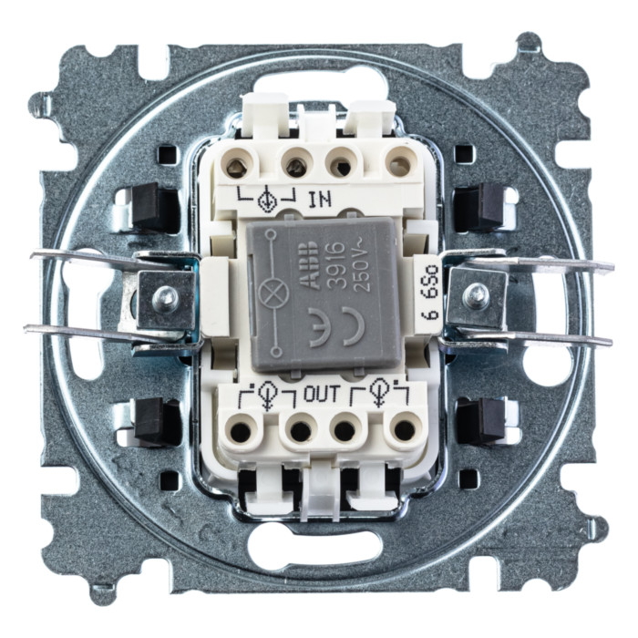 Выключатель одноклавишный ABB LEVIT с подсветкой, кофе макиато // белый, 2CHH590646A6018