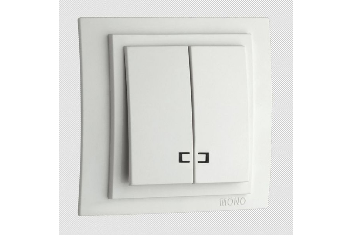 Выключатель Mono Electric Despina/ Larissa двухклавишный механизм с подсветкой бел. 500-001925-103