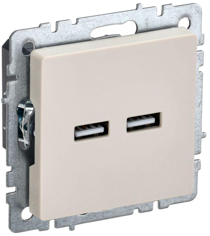 Розетка BRITE USB A+A 3.1А РЮ10-1-БрКр механизм беж. IEK BR-U21-D31-K10