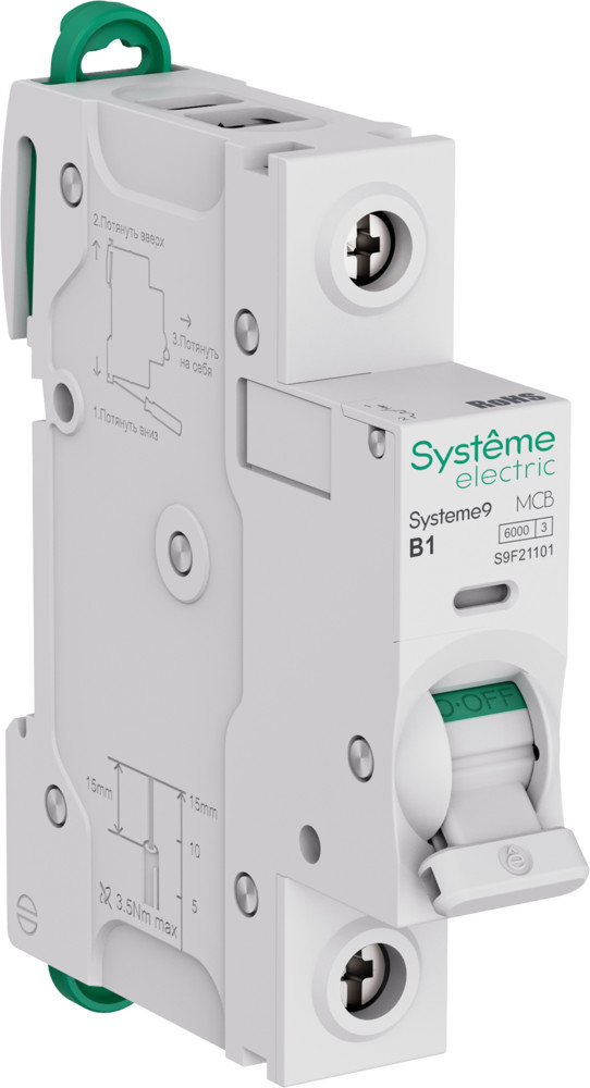 Systeme Electric Systeme9 Автоматический выключатель (АВ) B 1A 1P 6kA 230В