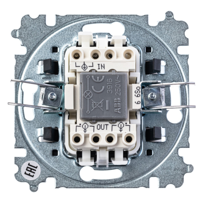 Выключатель одноклавишный ABB LEVIT с подсветкой, белый // ледяной, 2CHH590646A6001