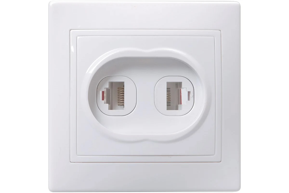 Розетка телефонная компьютерная RJ11+RJ45 IEK КВАРТА, скрытый монтаж, белый, EIK10-K01-DM