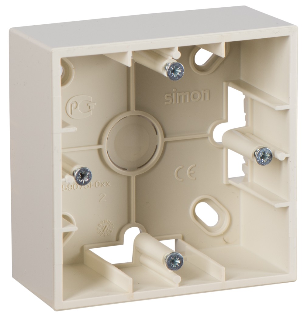 Simon 15 Бежевая Коробка 1-ая для наружного монтажа