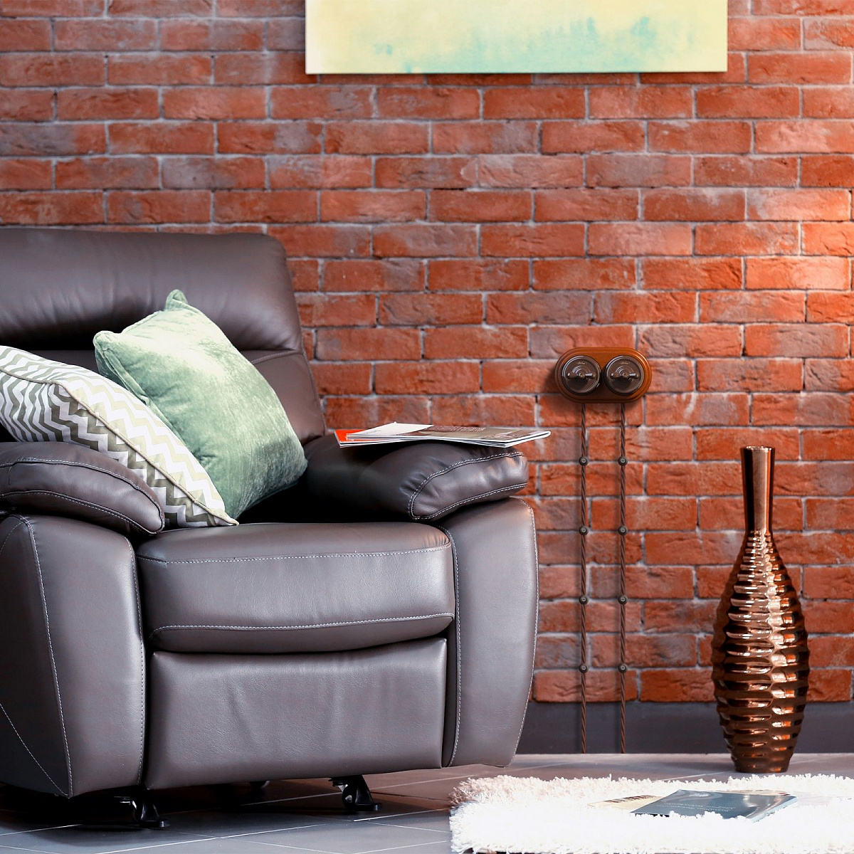 Выключатель на 4 положения двухклавишный коричневый ретро W5620014