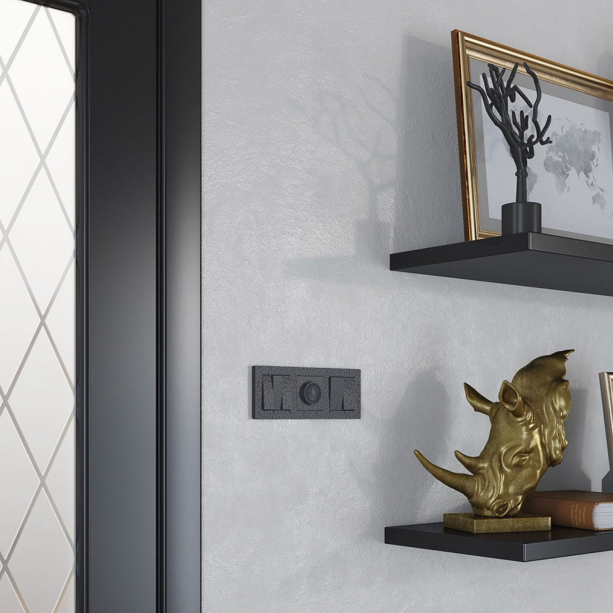 Выключатель двухклавишный черный W1220008