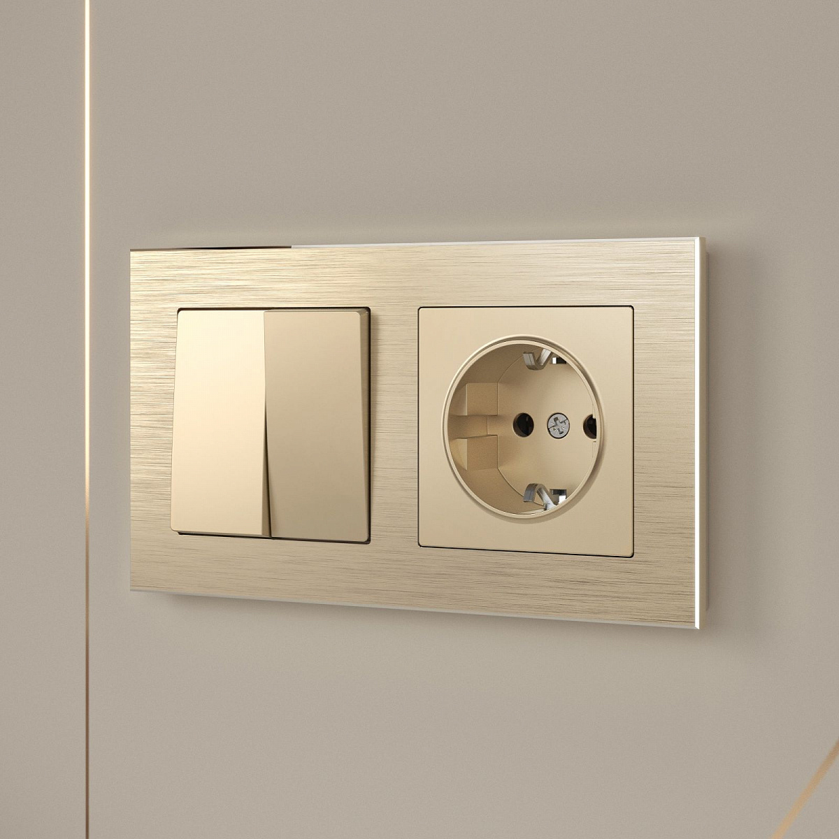 Выключатель двухклавишный шампань W1120011