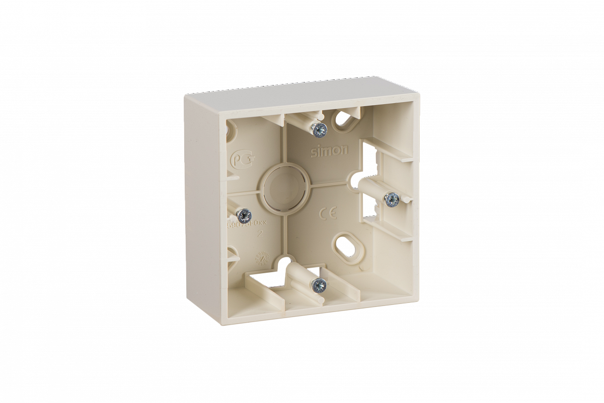 Simon 15 Бежевая Коробка 1-ая для наружного монтажа
