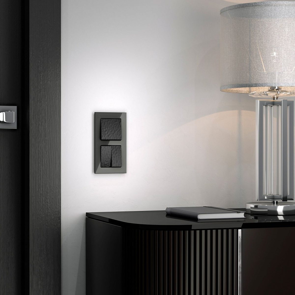 Выключатель двухклавишный черный W1220008