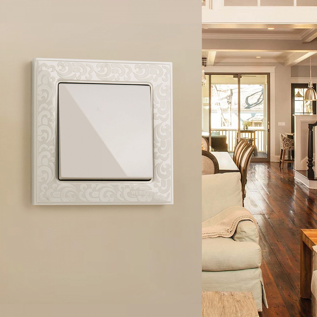 Перекрестный выключатель одноклавишный слоновая кость W1113003