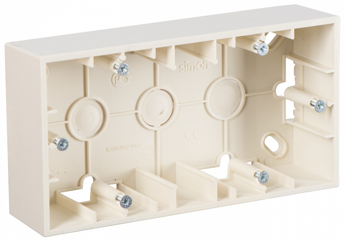 Simon 15 Бежевая Коробка 2-ая для наружного монтажа